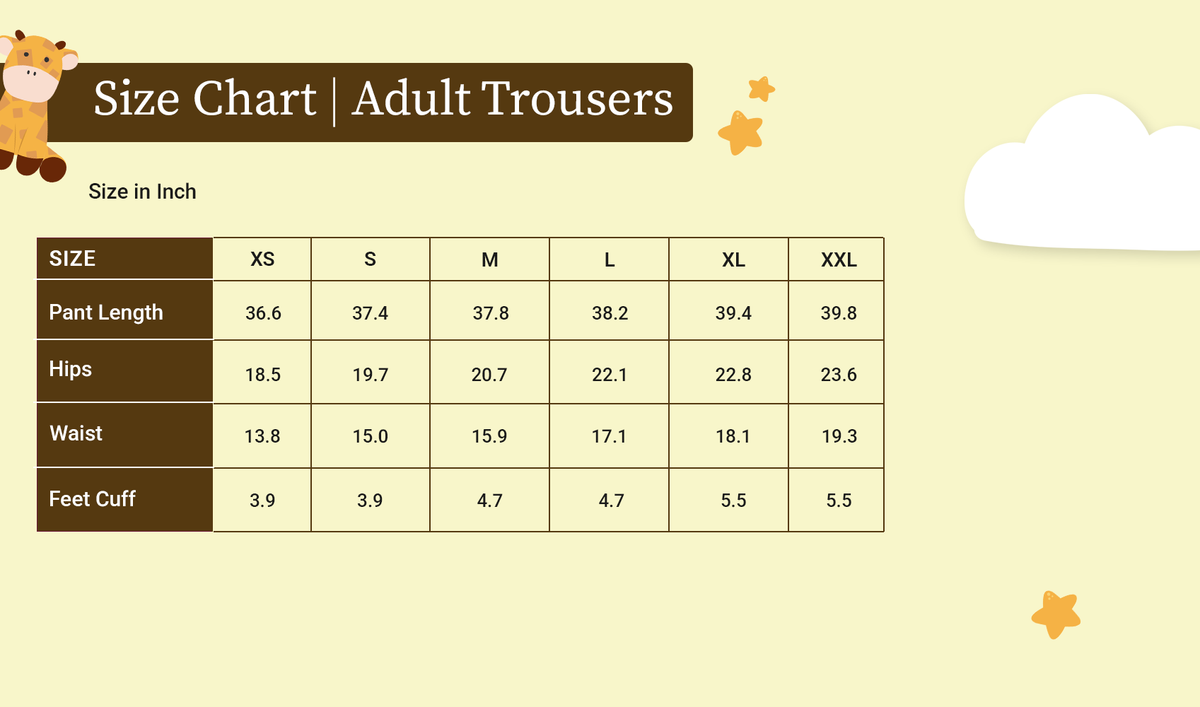 PJ Size Chart