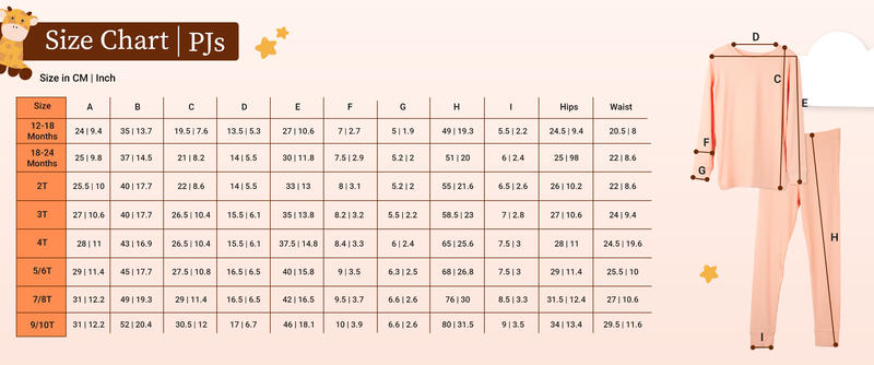 PJ Size Chart